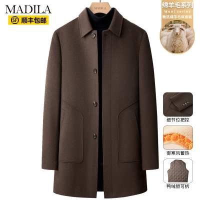 可拆羽绒内胆冬季双面羊毛大衣男