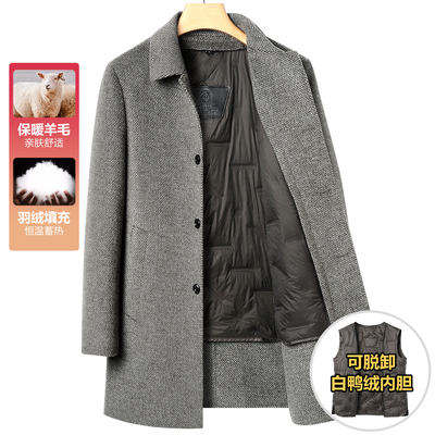 中长款羽绒内胆双面呢大衣外套男