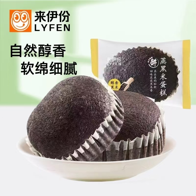 来伊份蒸黑米蛋糕500g面包糕点心小吃下午茶办公室休闲零食来一份