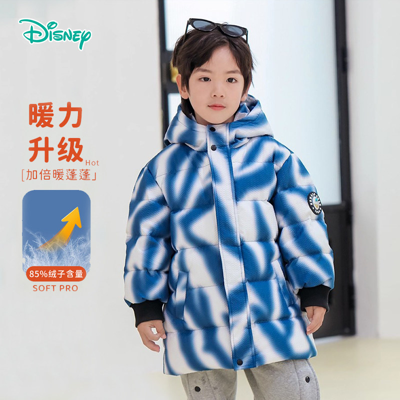 迪士尼童装男童宝宝中长款2025冬季新款羽绒服外套