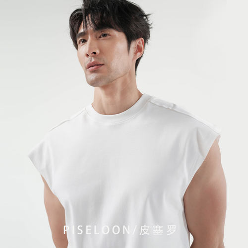 皮塞罗美式无袖T恤男吸汗健身夏