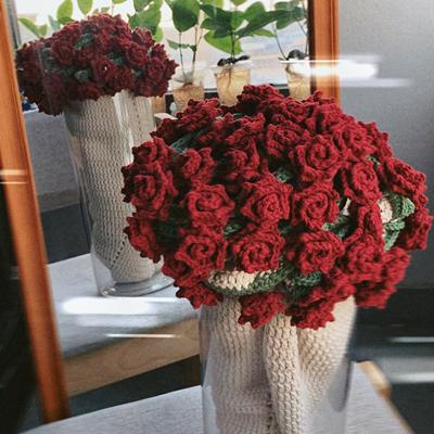 99朵玫瑰花束毯子毛线手工编织diy材料包钩针花自制礼物打发时间