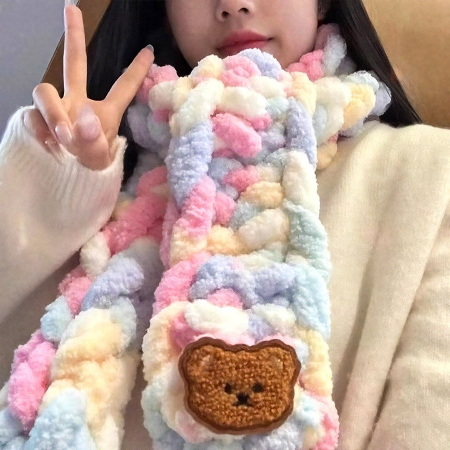 棉花糖手指围巾毛线手工diy猫尾线手织围巾编织初学者入门,服饰配件/皮带/帽子/围巾,毛线,淘宝优惠券,粉丝福利购,淘宝优惠卷