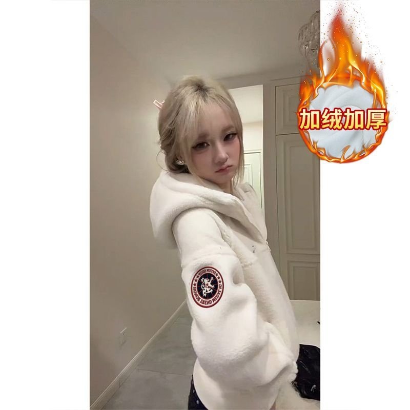 毛茸茸羊羔绒外套女2026爆款春秋美式复古显瘦短款开衫连帽卫衣潮,女装/女士精品,短外套,淘宝优惠券,粉丝福利购,淘宝优惠卷