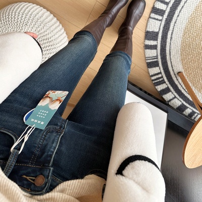 显瘦筷子腿！高腰加绒小脚靴裤2025秋冬新款 弹力修身铅笔牛仔裤