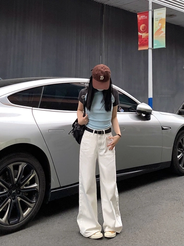 Белые джинсы, весенние летние штаны, 2025 года, высокая талия, свободный прямой крой