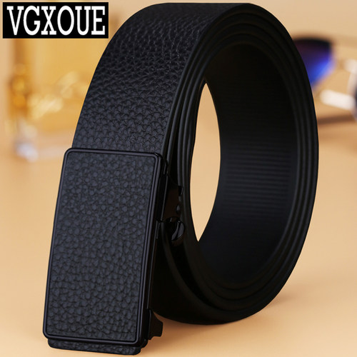 头层牛皮皮带真皮无牙自动扣男士