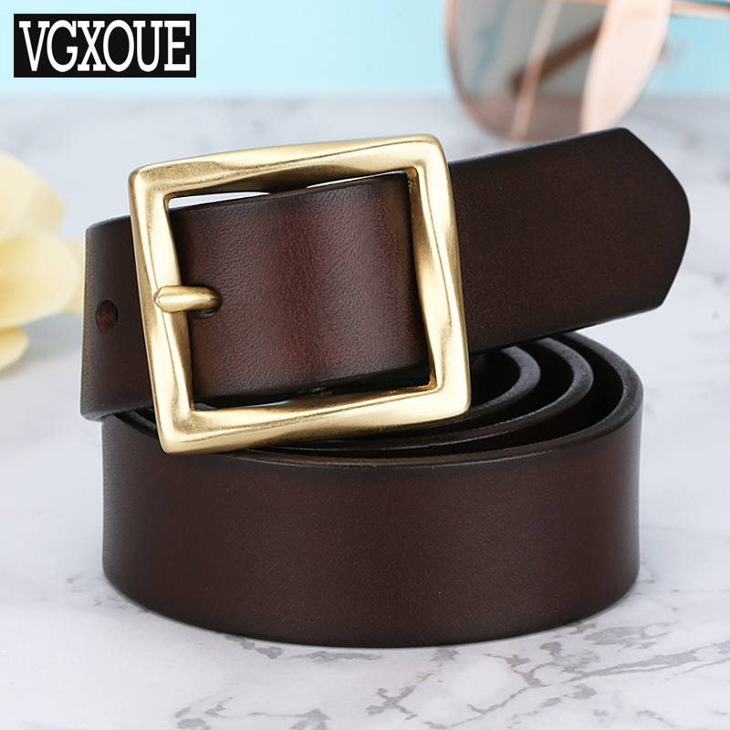 女士简约牛仔休闲针扣真皮皮带