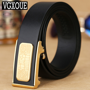 VGXOUE男士 年轻人男式 裤 带 皮带真皮自动扣腰带男潮男头层牛皮时尚