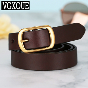 带女2025新款 女士真皮皮带休闲铜扣针扣头层牛皮腰带女韩版 牛仔裤