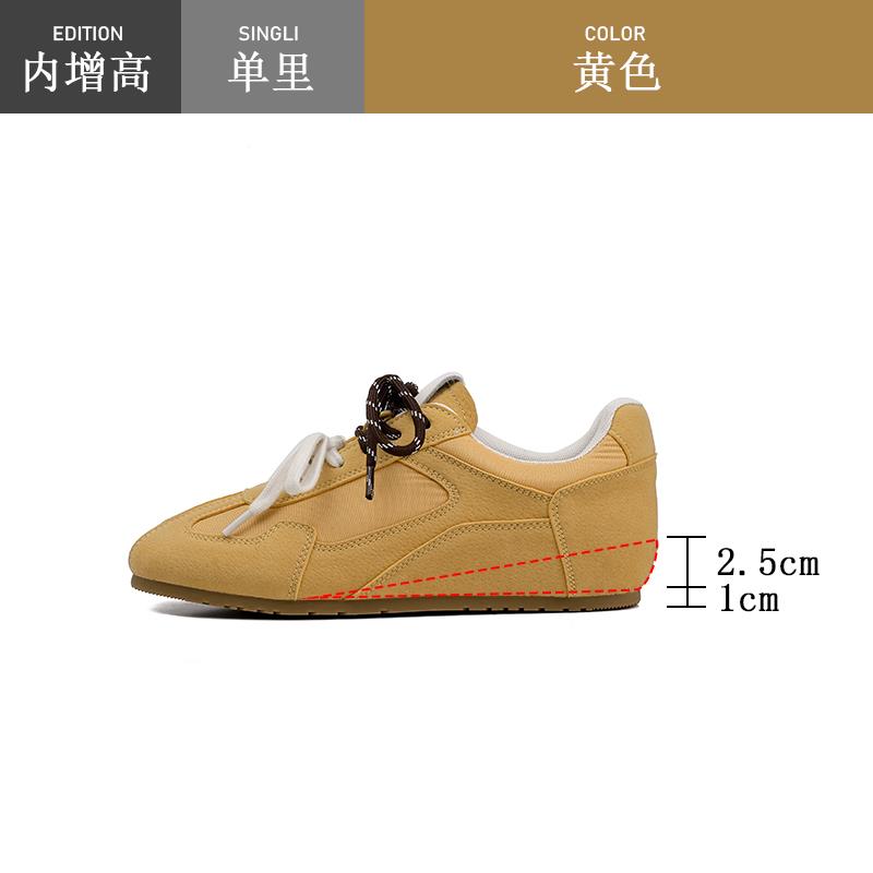 皮~5内CXD1073-增高黄色真德训鞋女202款鸳鸯鞋带百搭新休闲鞋运