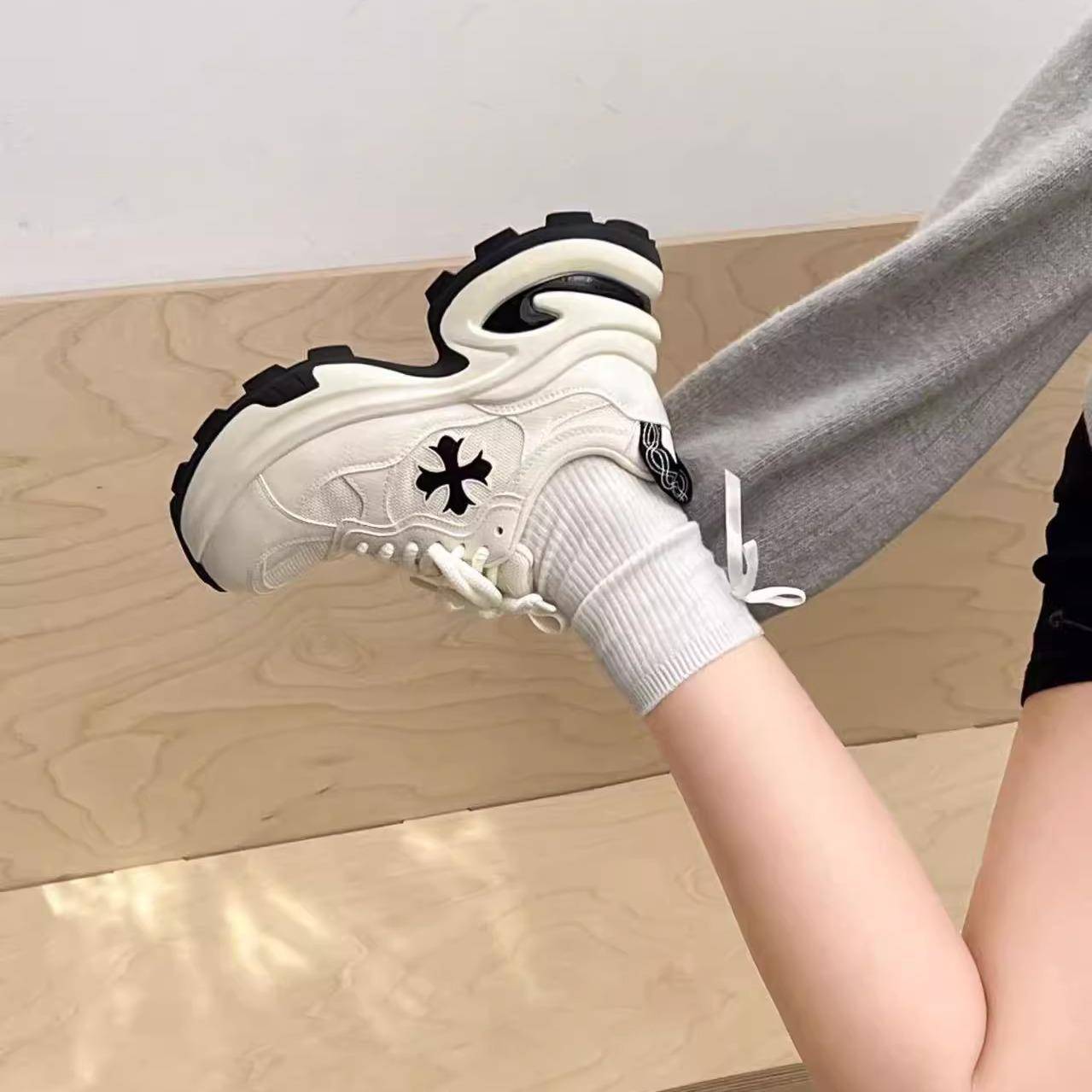 真皮厚底老爹鞋款202子5DRZ春新款秋网面女透气百搭运动小个增高