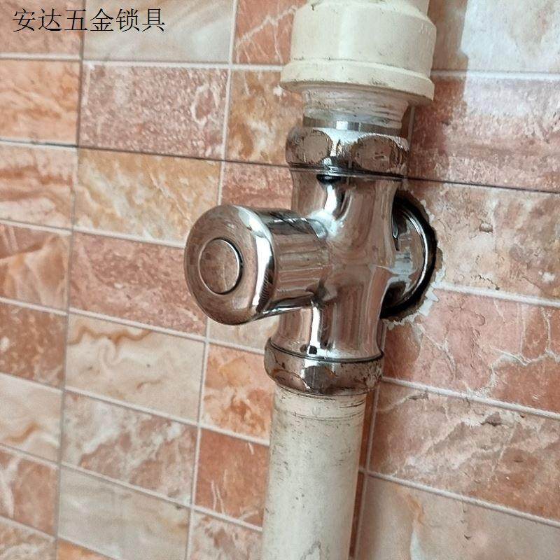 蹲便器冲水阀手按式厕所卫生间大便器便池按压延时阀门冲洗阀开.