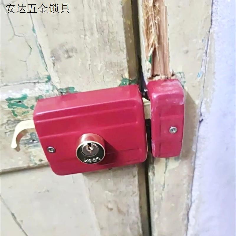 房门外装门锁牛头锁老式家用单舌锁通开型木门708卧室门室内通.