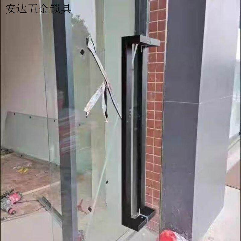 双弯木门黑色大拉手玻璃门拉手无框门有框门长拉手把手不锈钢方.