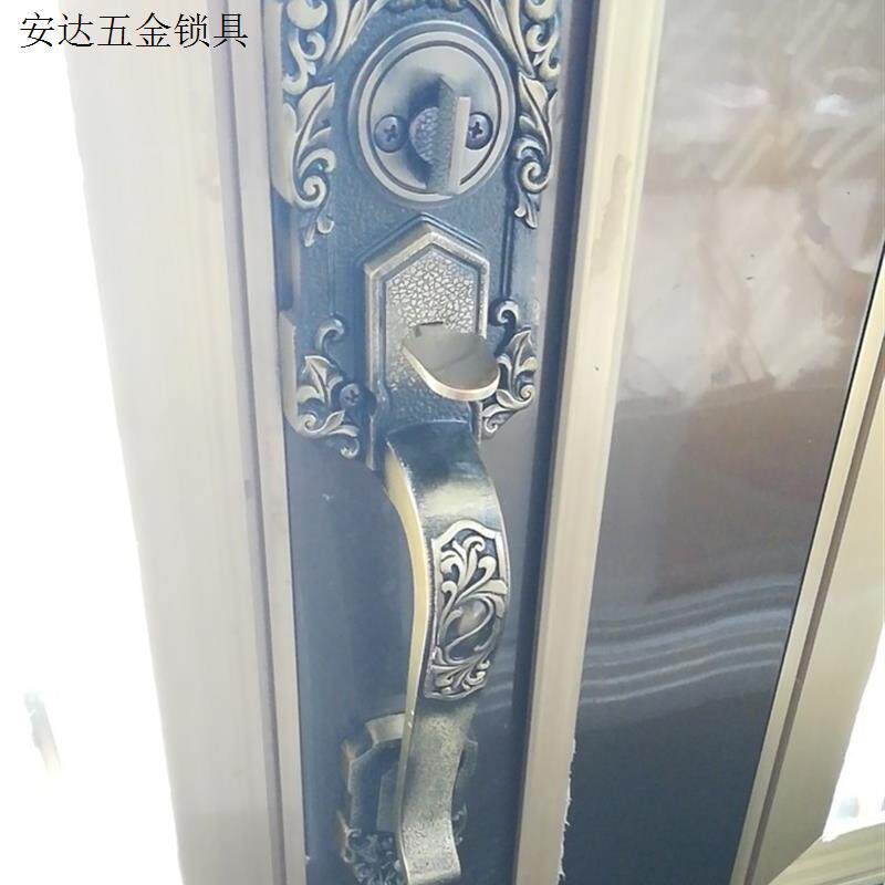 家德JIADE铝合金门锁俩舌锁双开青古铜拉手锁按压锁罗普斯金门.