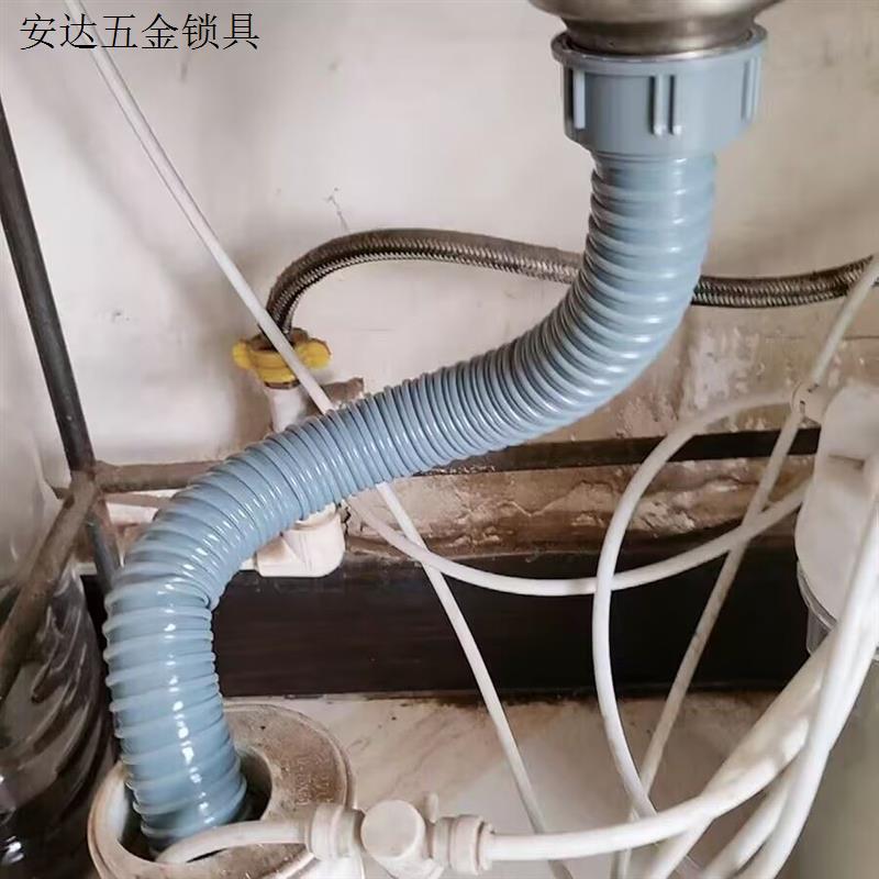 加长80cm洗碗池厨房管子配件下水道器软管单双槽洗菜盆下水器单.