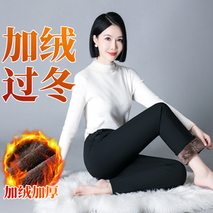 加绒中老年妈妈裤2024冬季新款大码宽松直筒加厚保暖休闲女裤棉裤