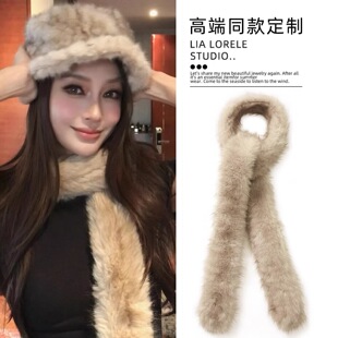 baby同款tokokkino仿狐狸毛围脖双面毛绒气质高级感搭配保暖围巾