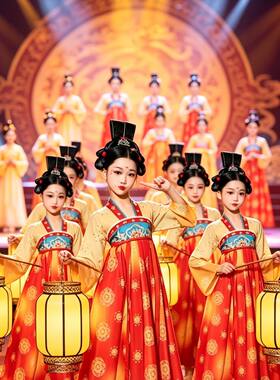 长安三万里唐宫夜宴小唐俑儿童古典舞演出服装汉服女童中国舞表演