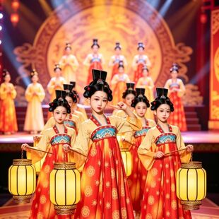长安三万里唐宫夜宴小唐俑儿童古典舞演出服装汉服女童中国舞表演