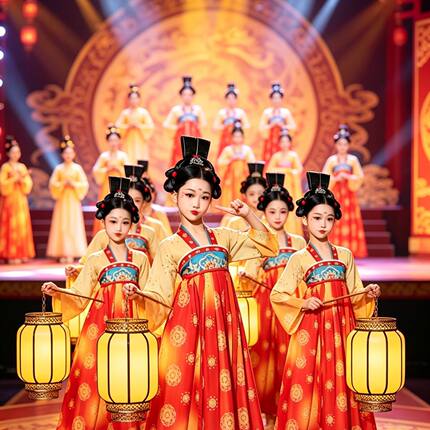 长安三万里唐宫夜宴小唐俑儿童古典舞演出服装汉服女童中国舞表演