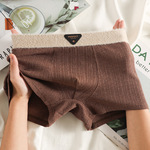 新款男士内裤纯棉透气平角裤男款青年纯色中腰简约运动四角短裤头