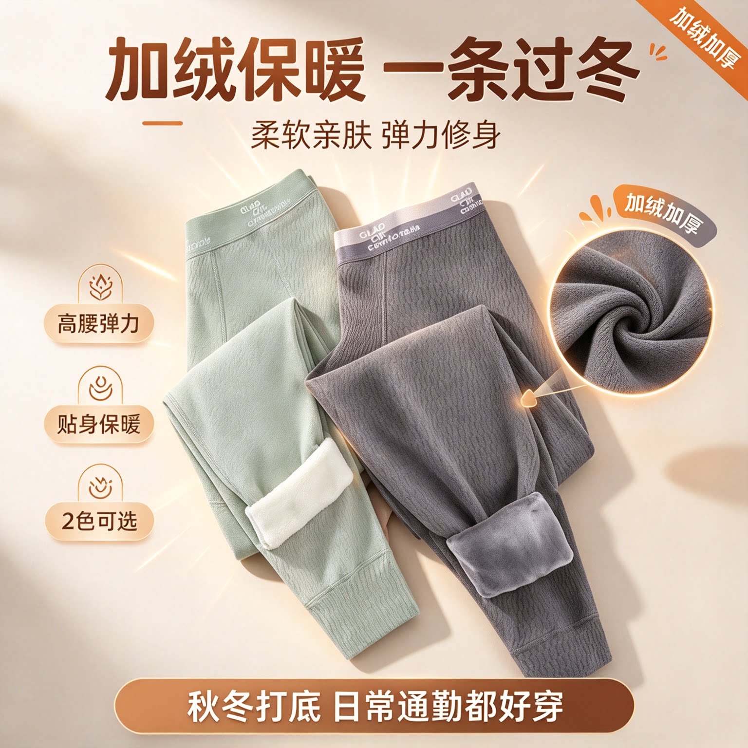 防寒透气加绒加厚保暖男士打底裤