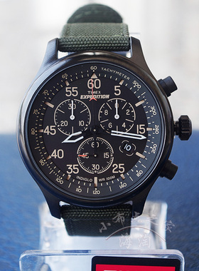 天美时男表Timex军旅户外运动腕表 TW4B10300/T49905军绿色帆布带