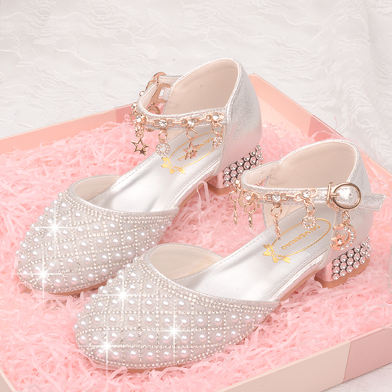 儿童高跟鞋公主鞋女童水晶银白色舞蹈演出鞋钢琴模特比赛中大童鞋,童鞋/婴儿鞋/亲子鞋,水晶/水钻鞋,淘宝优惠券,粉丝福利购,淘宝优惠卷