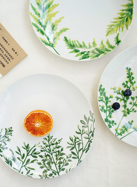 创意简约绿色陶瓷盘清新西餐牛排盘甜品摆盘日式早餐盘中式菜盘