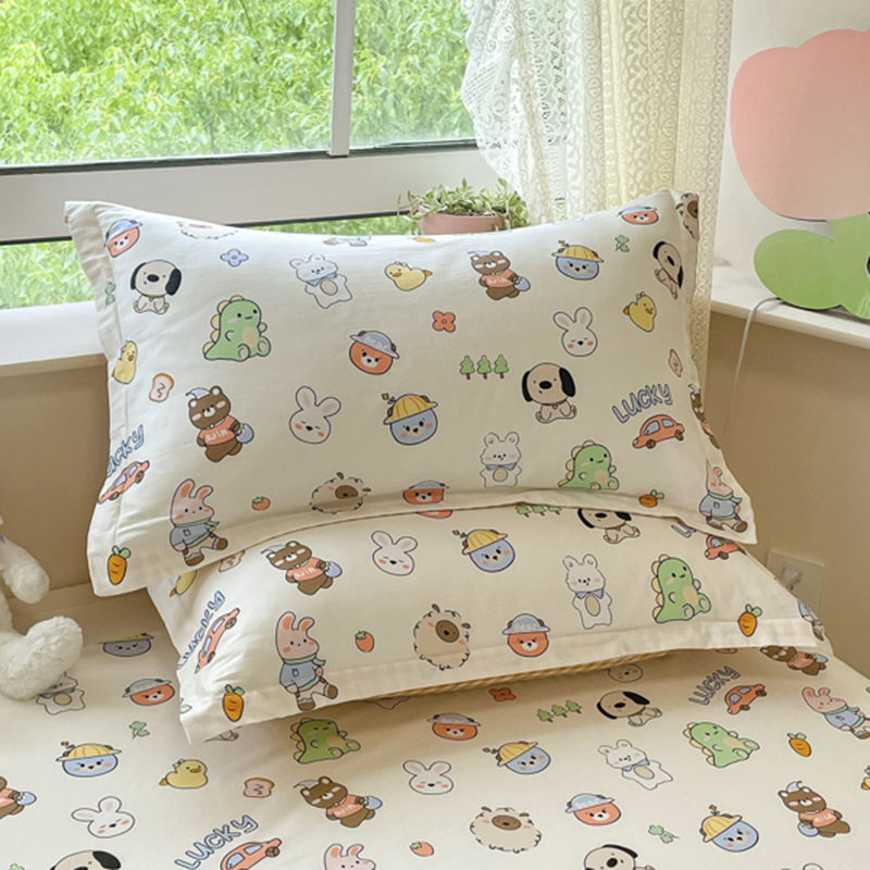 纯棉枕套一对装简约卡通