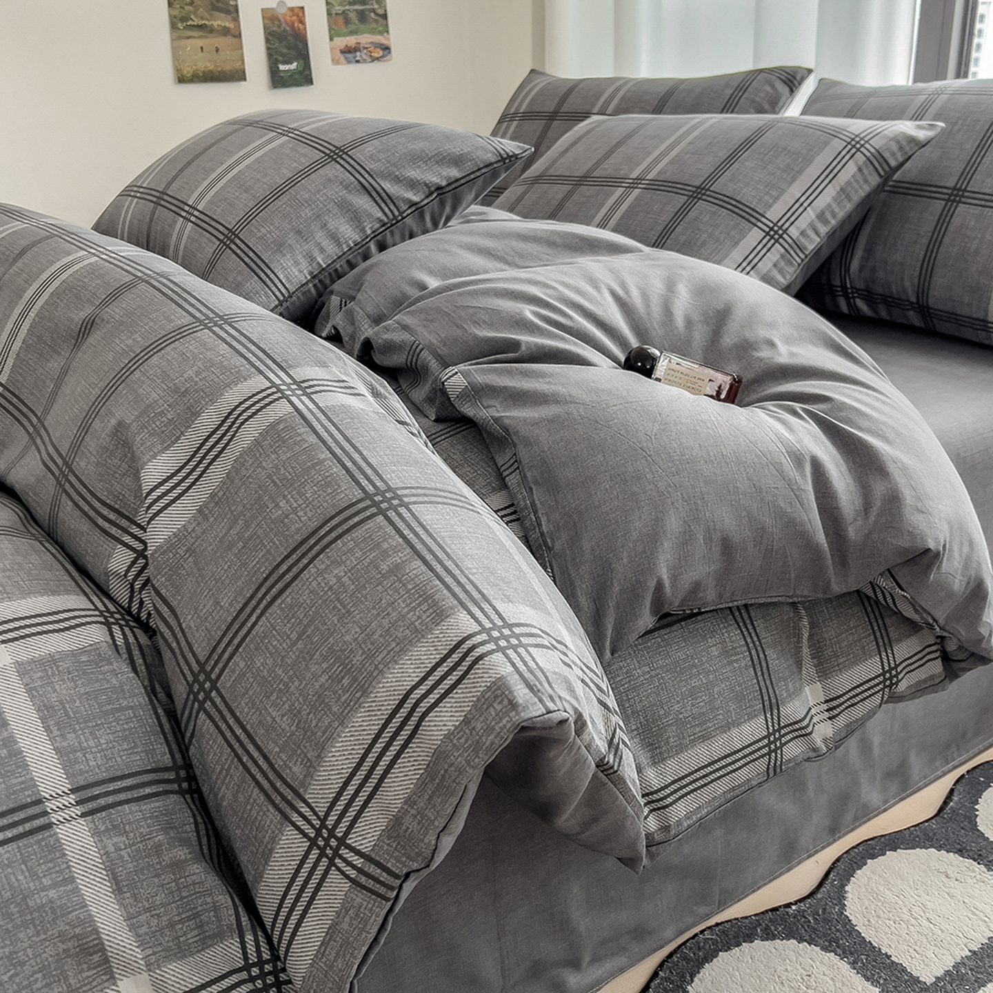 北欧简约纯棉被套床上四件套