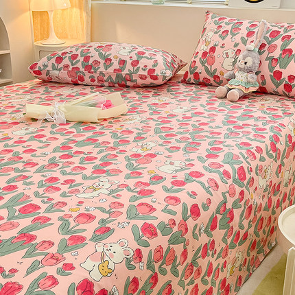 北欧月野100全棉床单单件学生宿舍1.2m单人床1.5/1.8/2米纯棉被单