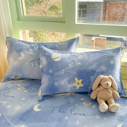 纯棉枕套一对装简约小清新