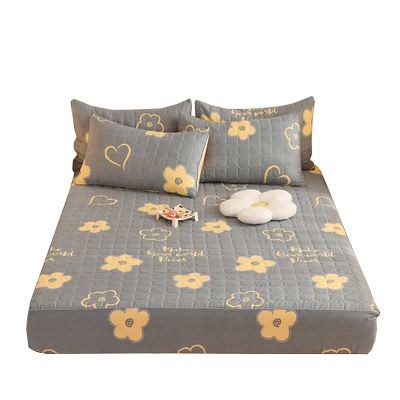 加厚纯棉夹棉床笠单件简约条纹