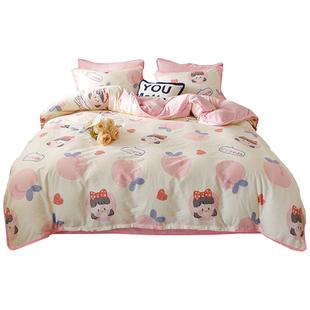 冬季A纯棉B牛奶绒被套单件加厚全棉加绒被罩单面珊瑚法莱绒被单套