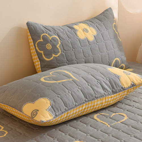 全棉夹棉枕套一对装简约花卉