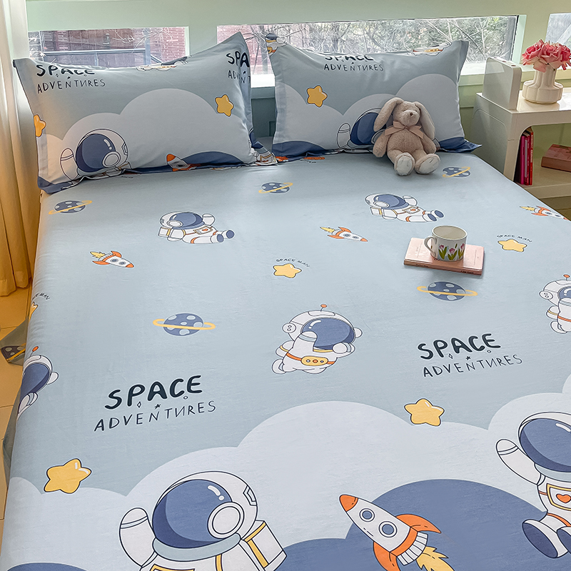ins太空漫步纯棉床单单件
