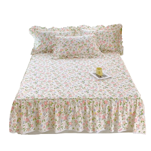 ins公主全棉床裙单件床罩款纯棉床单带裙花边韩式床围裙罩三件套