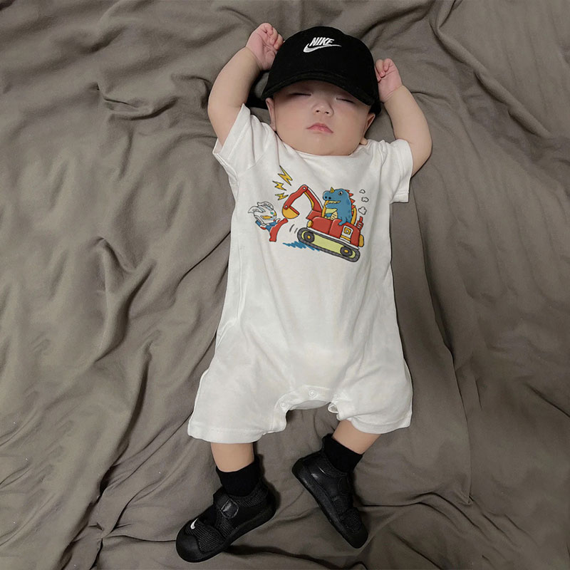 新款婴儿夏季短袖连体衣a类男宝宝纯棉薄款外出服奥特曼衣服童装
