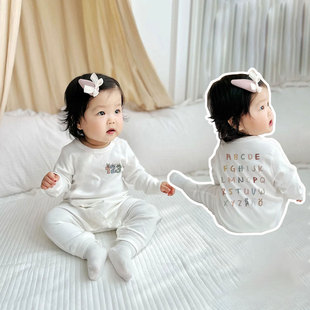 婴儿衣服秋季薄款纯棉a类透气宽松婴幼儿长哈衣爬服宝宝连体衣