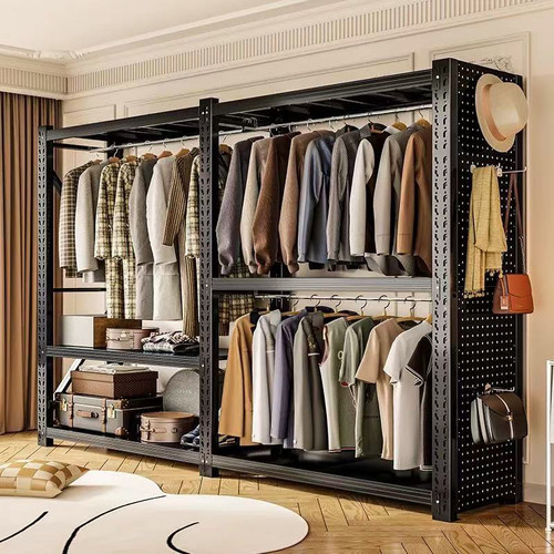 货架衣柜简易家用金属服装展示架干洗店钢制开放式挂衣架衣服架子