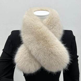 毛毛围巾女冬季女高级感新款仿狐狸毛兔毛韩保暖冬天加厚毛绒围脖