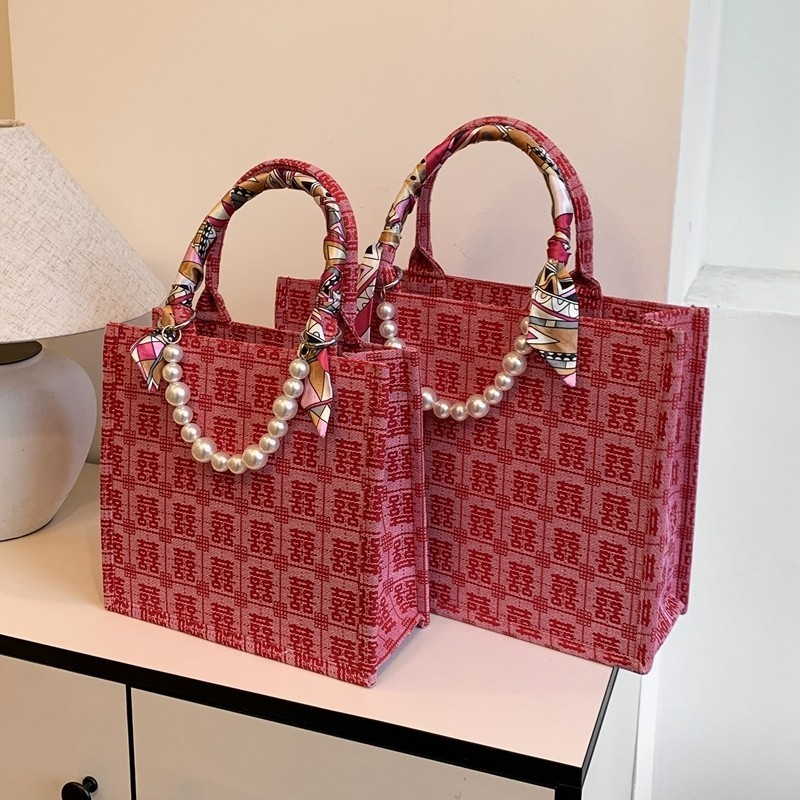 婚包女新娘结婚红色喜字帆布包百喜包新中式大容量手提托特包礼袋