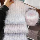 渐变长毛手混线情人棉线围巾手工diy编织材料包粗棒针元 宝手混线