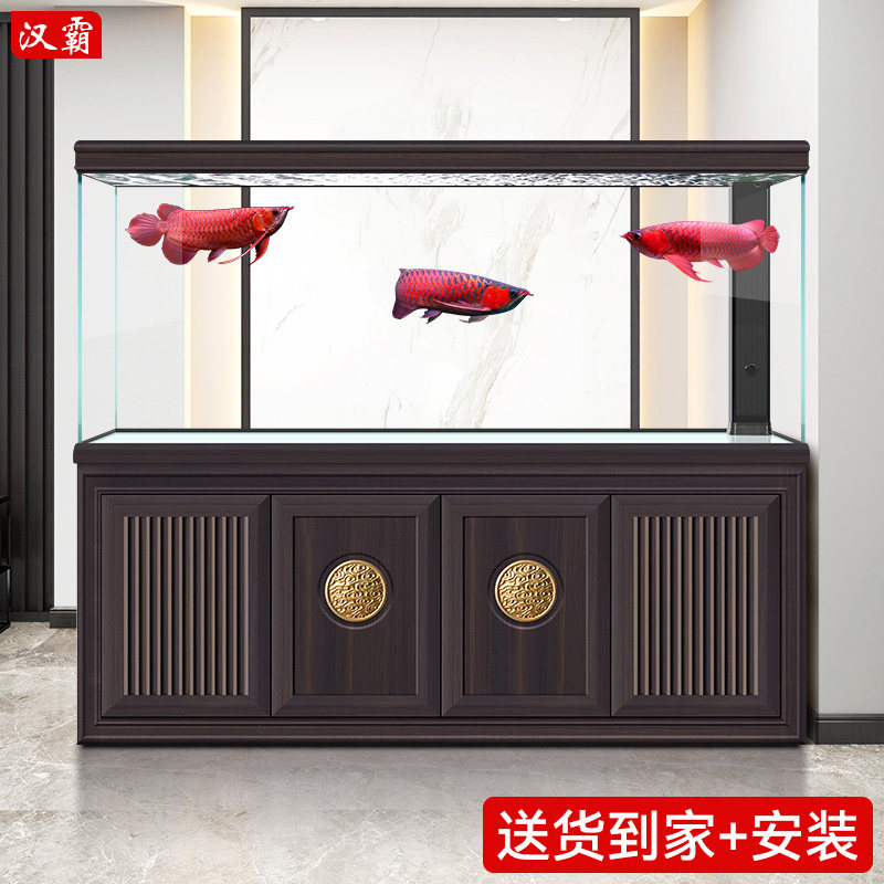 汉霸新中式超白玻璃龙鱼缸客厅大型家用底过滤实木水族箱金鱼缸,宠物/宠物食品及用品,底柜/落地缸,淘宝优惠券,粉丝福利购,淘宝优惠卷