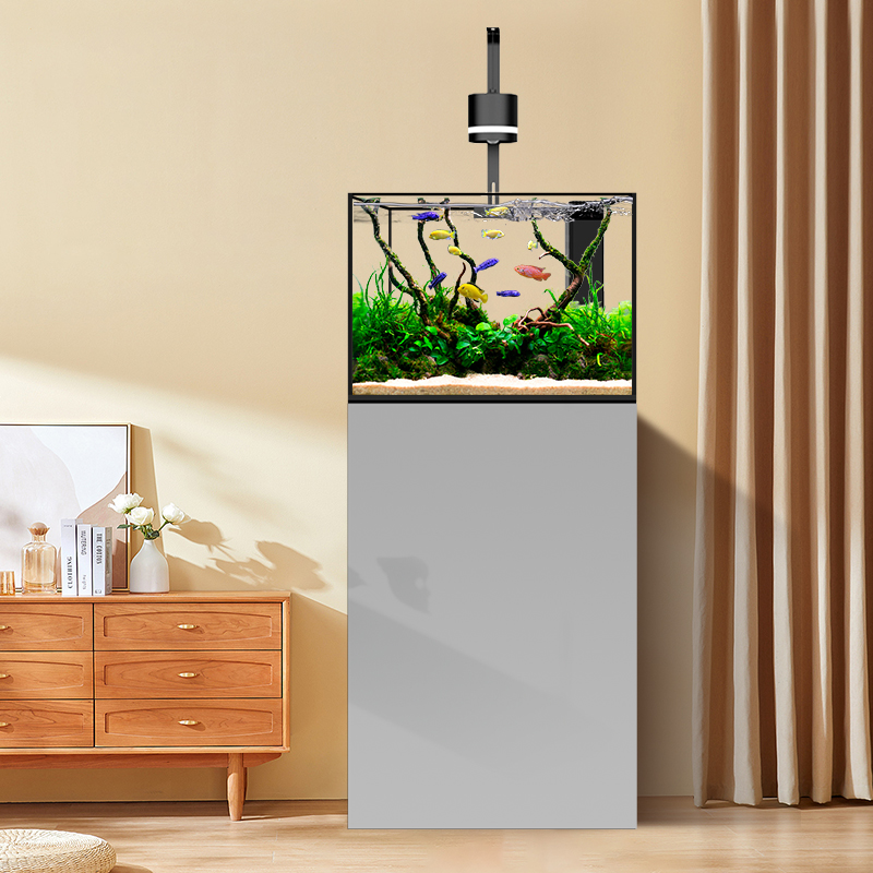 汉霸鱼缸2025年新款超白玻璃底滤金鱼方缸水族箱落地客厅家用鱼缸