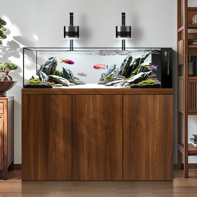 汉霸原生溪流缸鱼缸客厅2025新款家用落地玻璃生态水族箱底滤超白