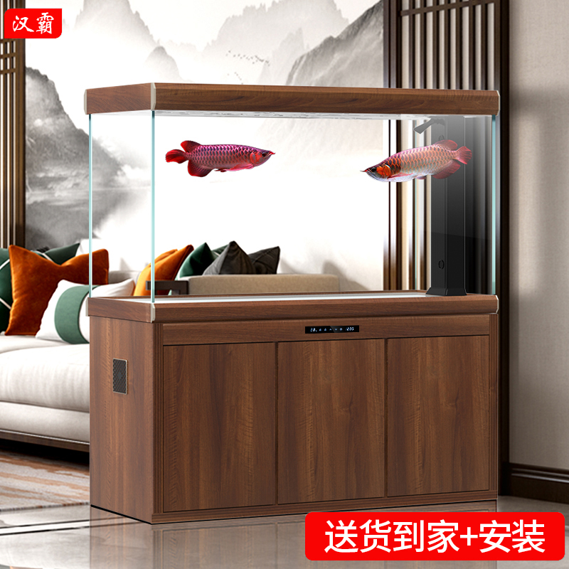 汉霸大型屏风金鱼缸缸超白玻璃